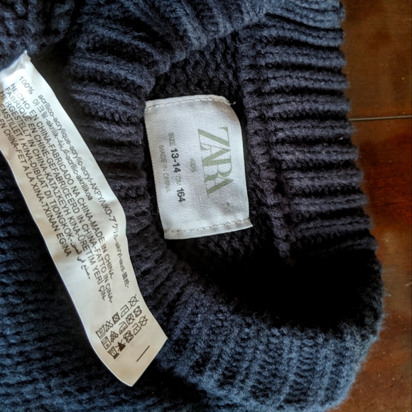 Zara Navy Icelandic style sweater US S - Picture 7 of 12